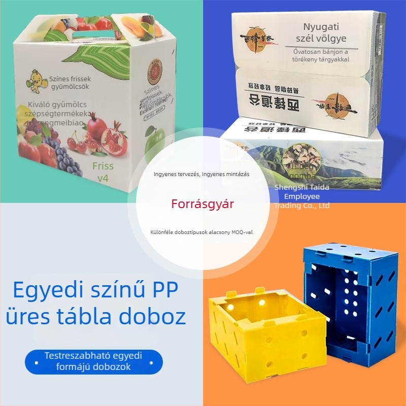 PP üreges panelből készült színes doboz, összecsukható, vízálló és nedvességálló, gyümölcs- és zöldség csomagolás, ajándékdoboz a hideglánc szállításhoz