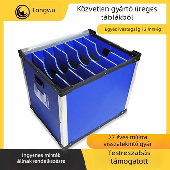 PP üreges lemezből készült forgódoboz teljes élvédős körbefedéssel, megerősített váz, antistatikus műanyag hullámkarton szállító doboz