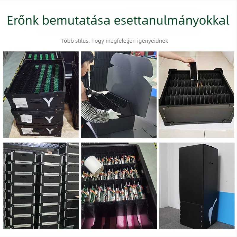 PP műanyag üreges paneles szállítódoboz elektronikai alkatrészhez, anti‑statisztikus, nagy szilárdságú, vízálló és kopásálló, belső és külső méretek testreszabhatók