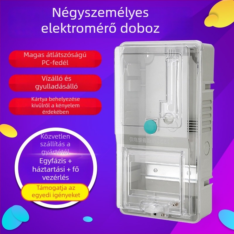 Egyfázisú mérődoboz, IP20, 63A, 330x175x100 mm, ABS ház PC fedéllel
