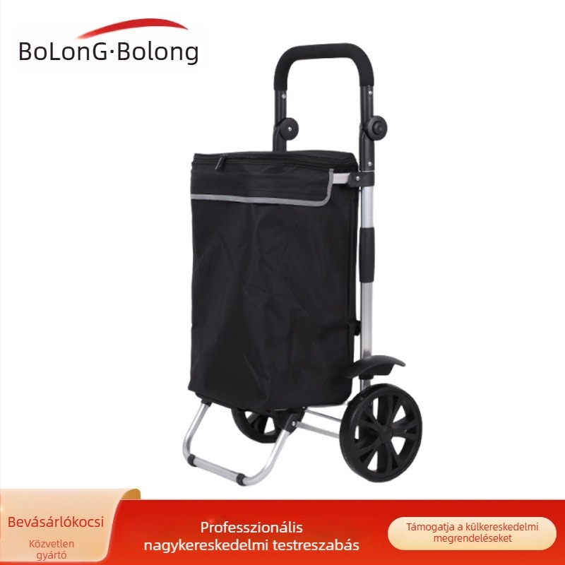 Összecsukható háztartási bevásárlókocsi, hordozható kétkerekű kocsi, Oxford anyag, teherbírás 200