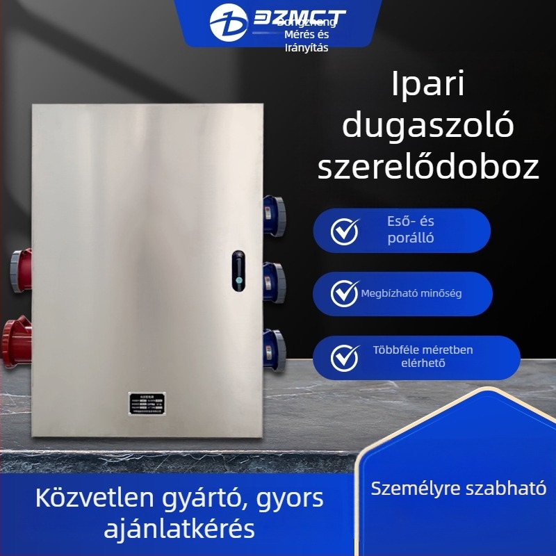 Rozsdamentes acél kültéri vízálló energiaelosztó doboz, falra vagy padlóra szerelhető, IP45, 100 A, Dz20015-sorozat
