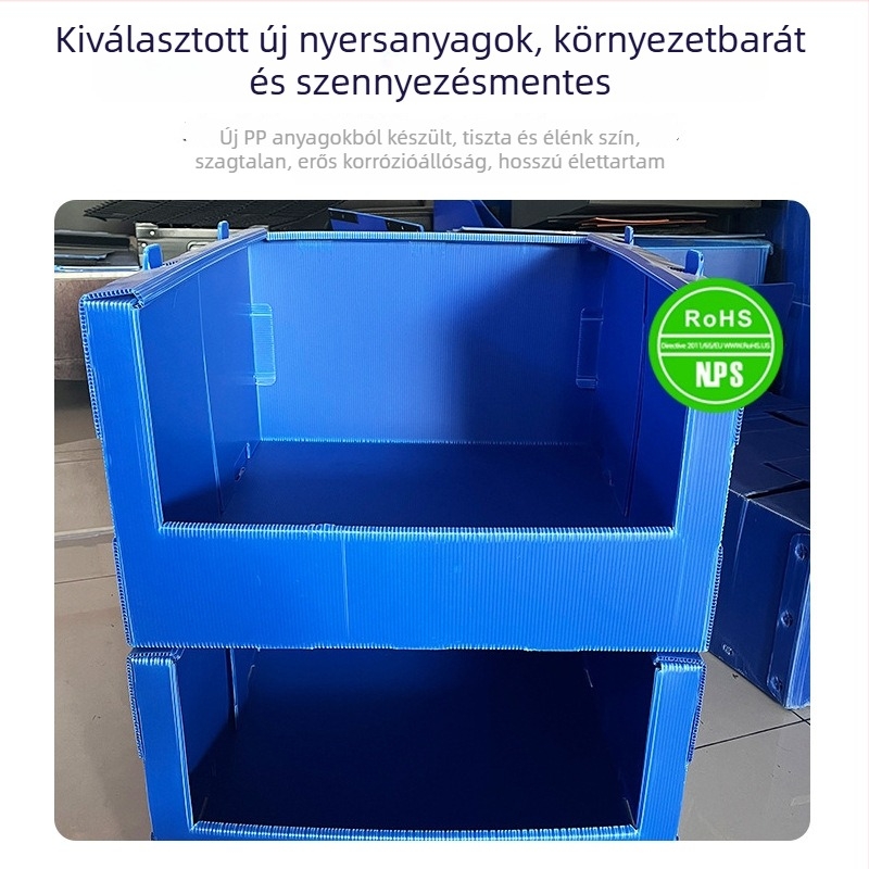 PP üreges panel tárolódoboz, vízálló és nedvességálló, összecsukható kialakítású, ferde nyílású