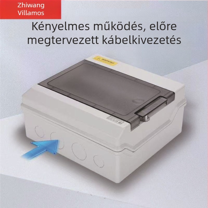 Vezetékelosztó doboz, kültéri IP65 vízálló, ABS burkolat PC fedéllel, falra szerelhető, 4/6/9/12/15/18/24/36 áramkör, CE tanúsítvány