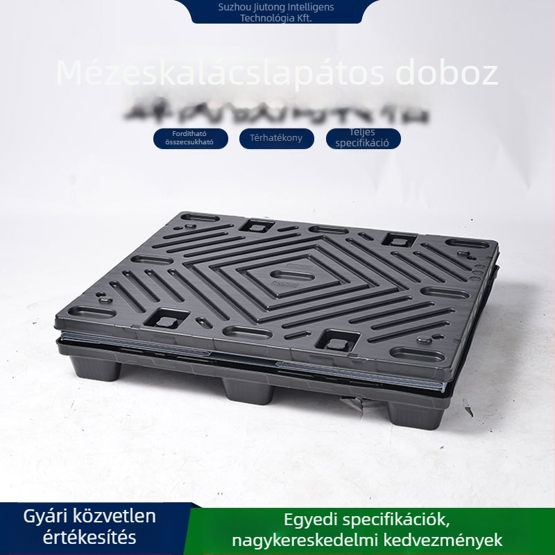 PP műanyag méhsejt paneles tároló doboz, fal vastagsága 4-10 mm, teherbírás akár 3000 kg, vízálló, nedvességálló és antiszatikus, termoplasztikus kivitel.