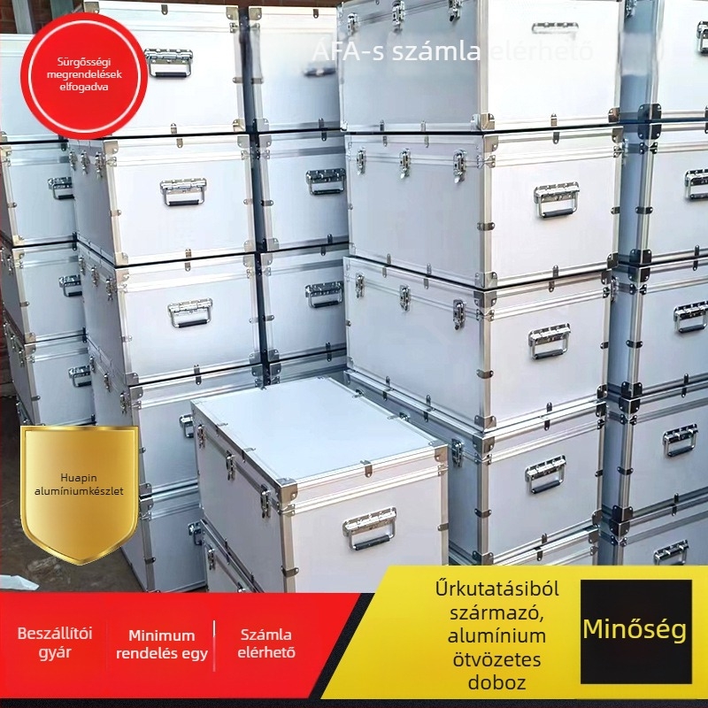 Alumíniumötvözetes eszköz- és berendezés repülőtok, ütésálló, vízálló és hővédett, keret alumíniumötvözetből, testreszabható dizájn