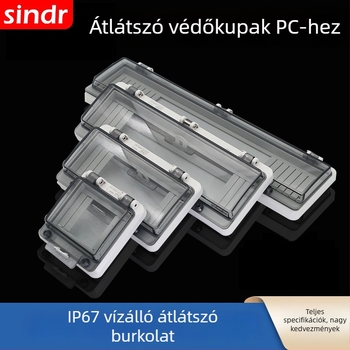 Megszakítóhoz védőablakos fedél | IP67 vízálló | 2–18 áramkör | 2 sor kapcsoló | PC anyag | Lemez vastagsága 4 mm