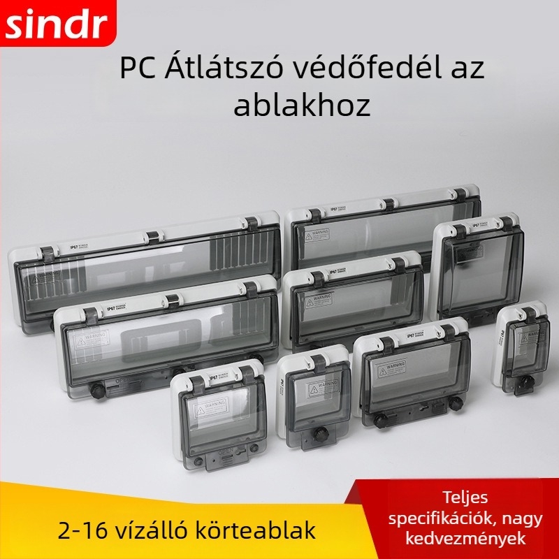 Megszakítóhoz védőablakos fedél | IP67 vízálló | 2–18 áramkör | 2 sor kapcsoló | PC anyag | Lemez vastagsága 4 mm