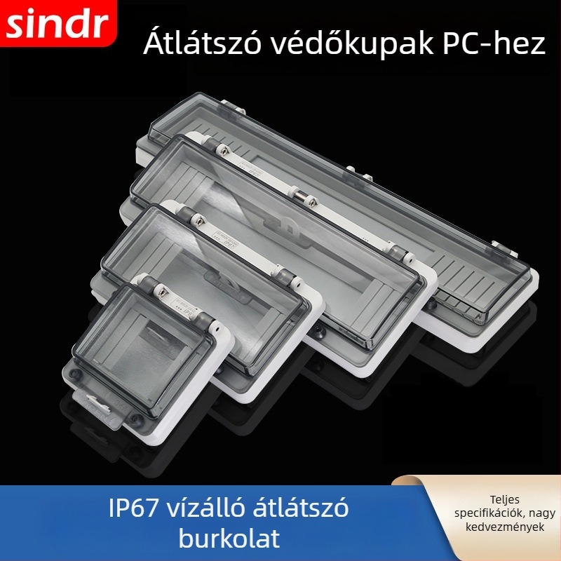 Megszakítóhoz védőablakos fedél | IP67 vízálló | 2–18 áramkör | 2 sor kapcsoló | PC anyag | Lemez vastagsága 4 mm