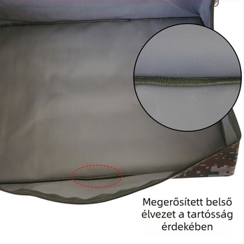 Kamuflált mintázatú hordtáska terephez, kompakt szervező és párnás kialakítású táska kültéri felszereléshez, vízálló tároló