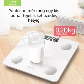 Otthoni használatra szánt testzsírmérő, pontos elektronikus mérleg USB töltéssel, testsúly és testzsír mérés