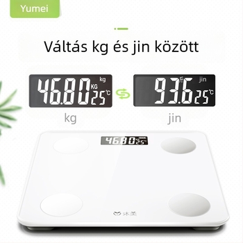 Otthoni használatra szánt testzsírmérő, pontos elektronikus mérleg USB töltéssel, testsúly és testzsír mérés