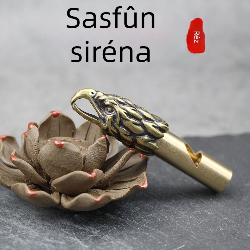 Sárgaréz sas síp, kulcstartó medál, túlélő felszerelés, katonai stílus