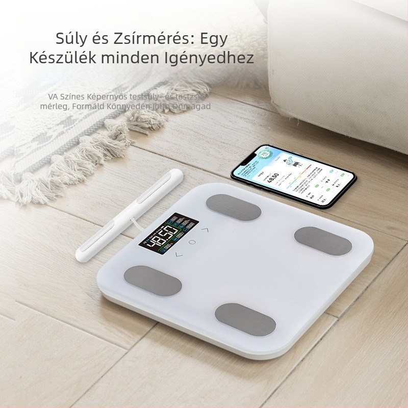 Nyolc elektródás testzsír mérleg, VA kijelzővel, Bluetooth, testzsír- és vízanalízis, 180 kg kapacitás