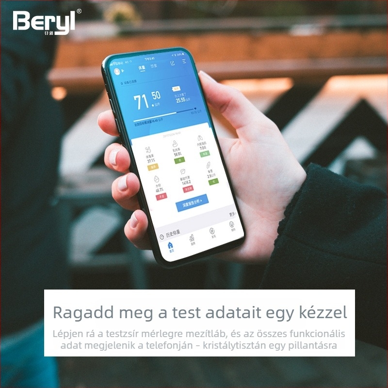Beryl okos Bluetooth testzsírszint mérő – Otthoni, pontos digitális testsúlymérő a testsúly és testzsír mérésére