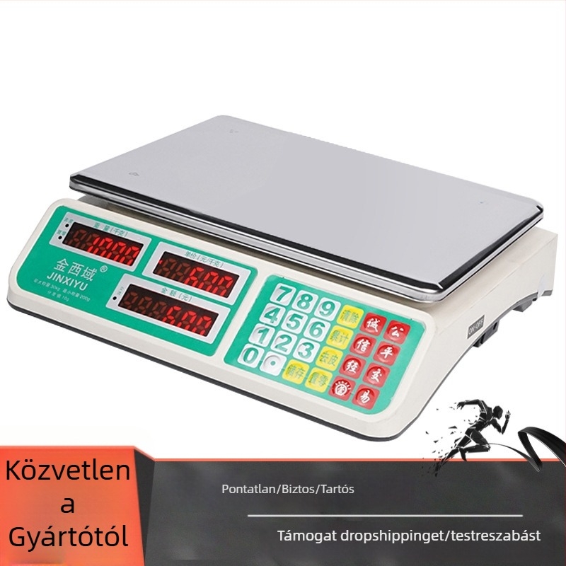 Árjelző elektronikus mérleg – kompakt, modell 528, mérési tartomány 20g–30kg, elektronikus mérés, táplálás: AC vagy lítium elem / száraz elem