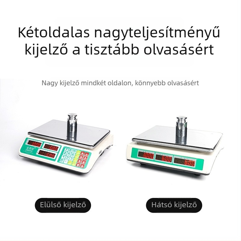Árjelző elektronikus mérleg – kompakt, modell 528, mérési tartomány 20g–30kg, elektronikus mérés, táplálás: AC vagy lítium elem / száraz elem