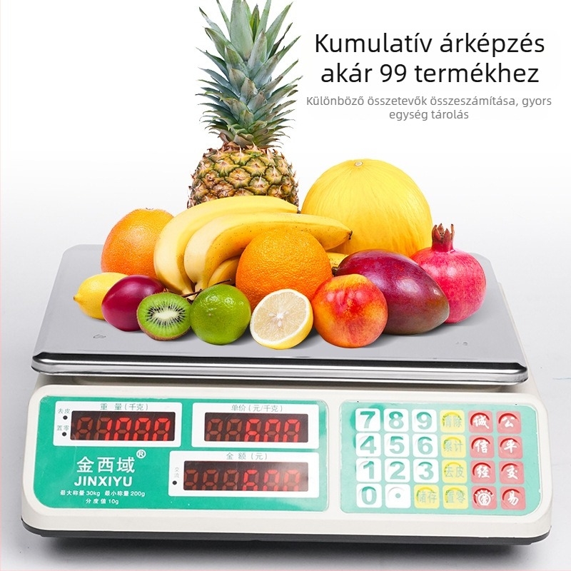 Árjelző elektronikus mérleg – kompakt, modell 528, mérési tartomány 20g–30kg, elektronikus mérés, táplálás: AC vagy lítium elem / száraz elem