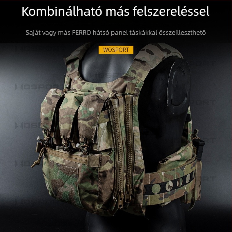 Wosport hátpanel vízcsomaghoz – Nagy kapacitás, Kétoldalas cipzár, Kamuflált nylon, Uniszex, 2022 nyár