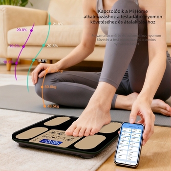 Lot testzsír mérleg USB tápegyséssel, súlymérés, testzsír, kalória mérés, kapacitás 180 kg