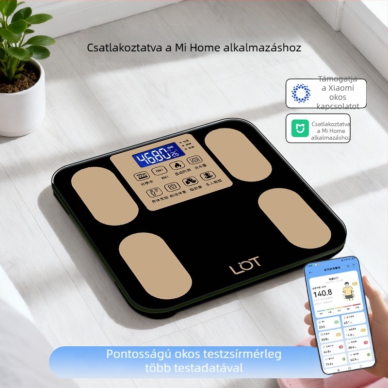 Lot testzsír mérleg USB tápegyséssel, súlymérés, testzsír, kalória mérés, kapacitás 180 kg