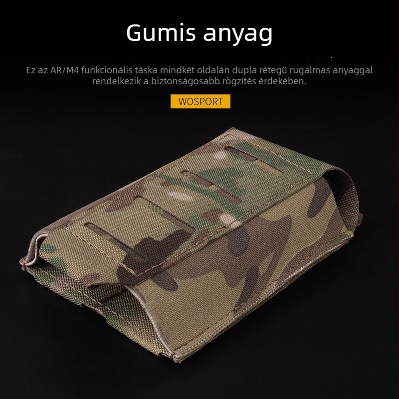 Wosport ARC V2 Kamuflált Nylon Taktikai Táska AR/M4 Kiegészítő Rekeszével, MOLLE Rögzítés és Alsó Lefolyónyílás