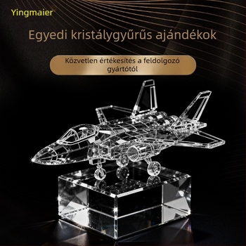 J-35-ös hordozó-repülőgép-modell kristályos 3D belső gravírozással, nagy méretű kiállítási darab