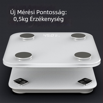 Bluetoothos testzsírmérő mérleg, 180 kg teherbírás, méri a testsúlyt, testzsírt, kalóriákat és nedvességet, USB töltés