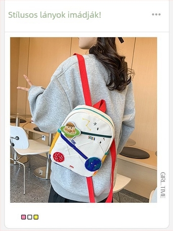Nylon iskolai hátizsák Cartoon Planet anime mintával, kapacitás 20 L alatt, görbült vállpánttal