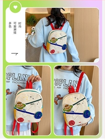 Nylon iskolai hátizsák Cartoon Planet anime mintával, kapacitás 20 L alatt, görbült vállpánttal