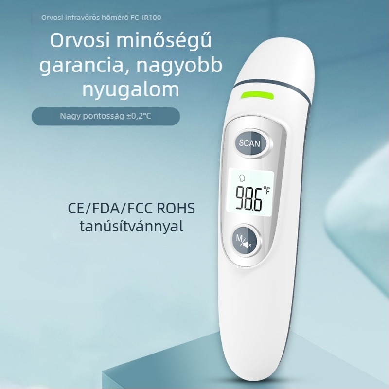 Otthoni használatra szánt infravörös fülhőmérő, pontos digitális hőmérő felnőtteknek és gyerekeknek, fül- és homlok üzemmódok, LCD kijelző, Bluetooth
