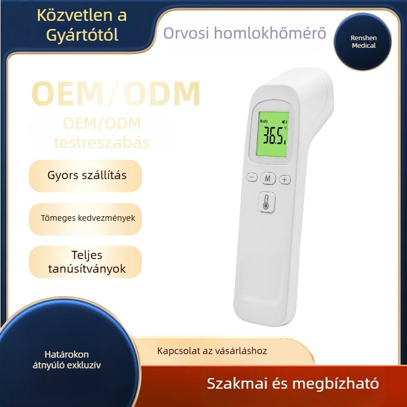 Kascon HG02 Homlokhőmérő - Kézben tartható, 7 száraz elem, Háromszínű háttérvilágítás memóriával