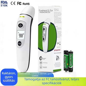 Kétüzemmódos infravörös lázmérő homlok és fül számára, Bluetooth-kapcsolat, LCD-kijelző, 1 másodperces mérés, lázriasztás és mérési előzmények