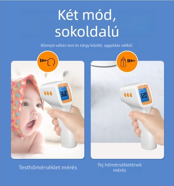 HA-650 Infravörös homlokhőmérő, nagy pontosságú, érintés nélküli, egygombos mérés, test- és tárgyhőmérséklet mérése, háromszínű háttérvilágítás