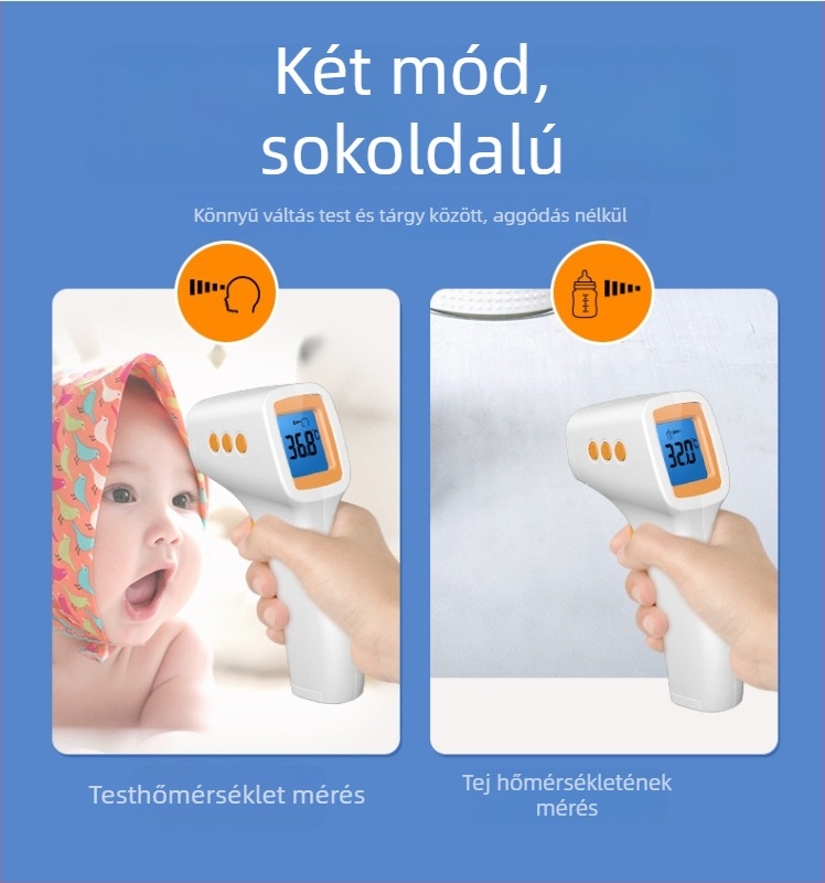 HA-650 Infravörös homlokhőmérő, nagy pontosságú, érintés nélküli, egygombos mérés, test- és tárgyhőmérséklet mérése, háromszínű háttérvilágítás