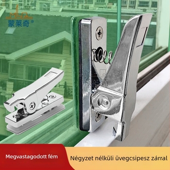 Monledge Kampózár – Frameless Glass Snap Lock, cink ötvözet, csúszó ablakokhoz, modern dizájn