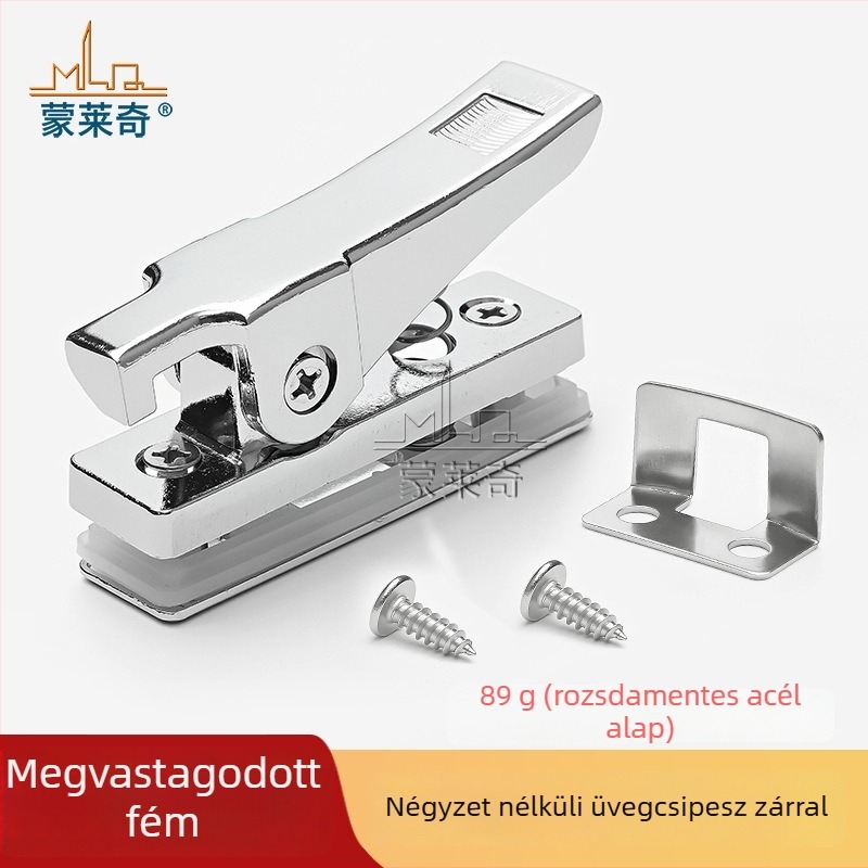 Monledge Kampózár – Frameless Glass Snap Lock, cink ötvözet, csúszó ablakokhoz, modern dizájn