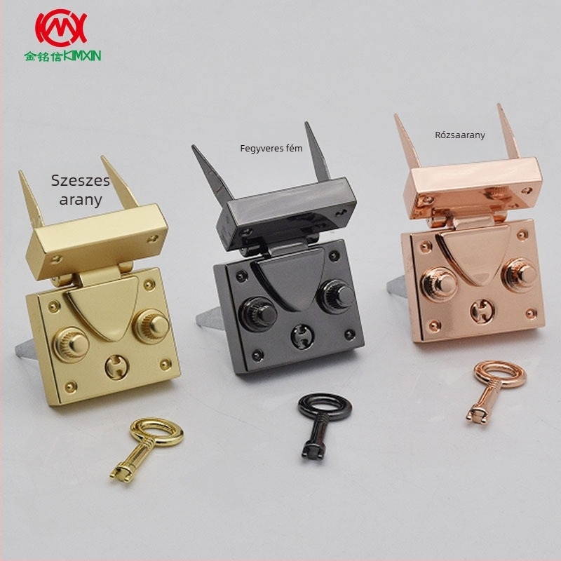 Gombos zár ékszerdobozokhoz és szivar-dobozokhoz — cinkötvözet, elasztikus csippzár, alkalmas ékszer- és ajándékdobozokhoz, kozmetikai és bőrápolási dobozokhoz, két beépítési opcióval