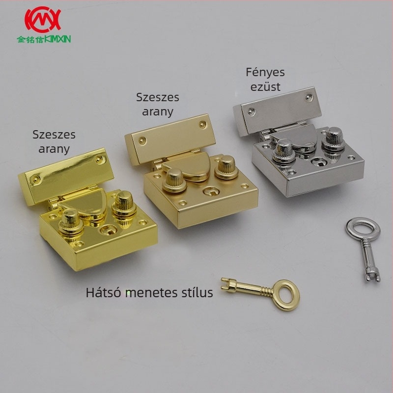 Gombos zár ékszerdobozokhoz és szivar-dobozokhoz — cinkötvözet, elasztikus csippzár, alkalmas ékszer- és ajándékdobozokhoz, kozmetikai és bőrápolási dobozokhoz, két beépítési opcióval