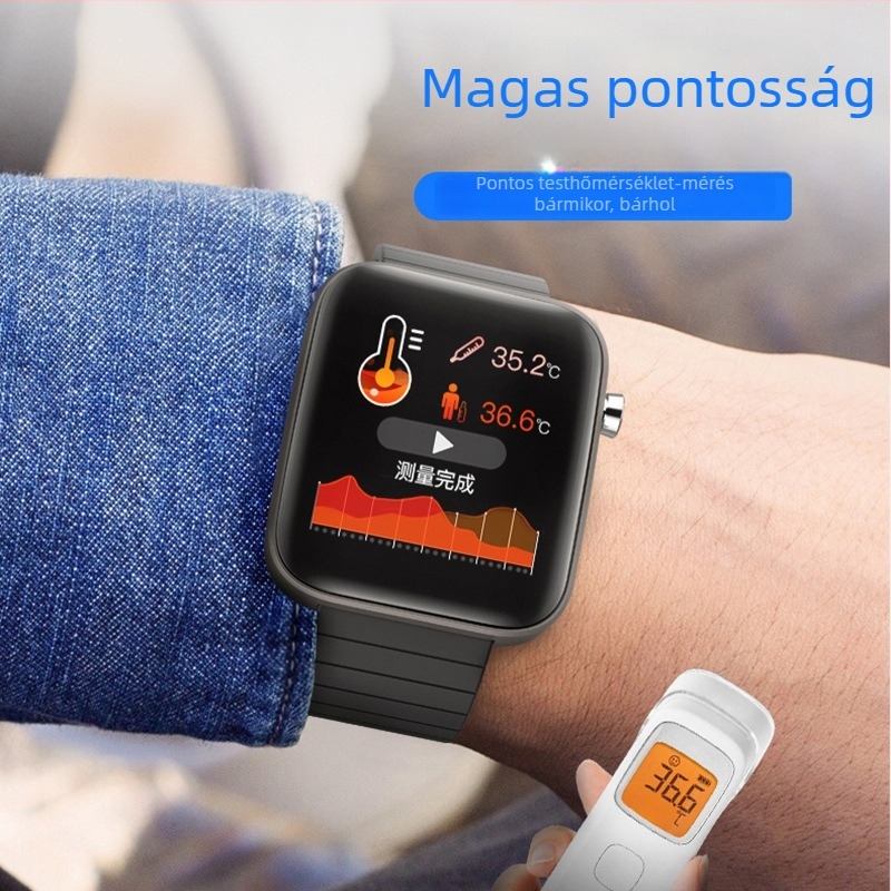 T68 okosóra szilikon óraszíjjal, négyszögletes számlap, lépésszámláló, 250mAh akkumulátor, iOS-kompatibilis
