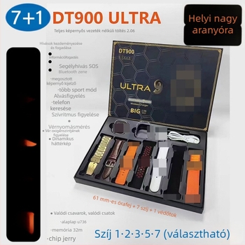Okosóra IPS négyszögletes kijelzővel, Bluetooth, vezeték nélküli töltés, pulzusmérés és alvásfigyelés