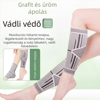 Grafénos vádliprotktor, melegítő sportos lábszárvédő, boka- és térdvédő, uniszex