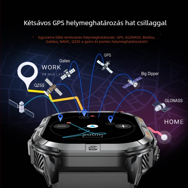 K72 okosóra AMOLED kijelzővel, Bluetooth-hívásokkal, GPS-szel, pulzus- és vér oxigén-szint monitorozása.