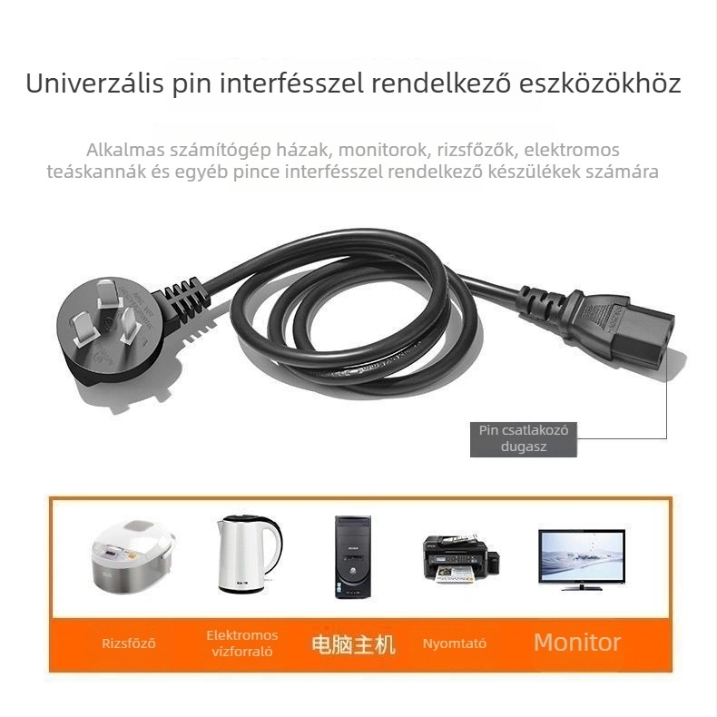 Elektronikus főzőedény kiegészítő: tiszta rézvezeték, háromtűs csatlakozó, hosszabbított és vastított dizájn