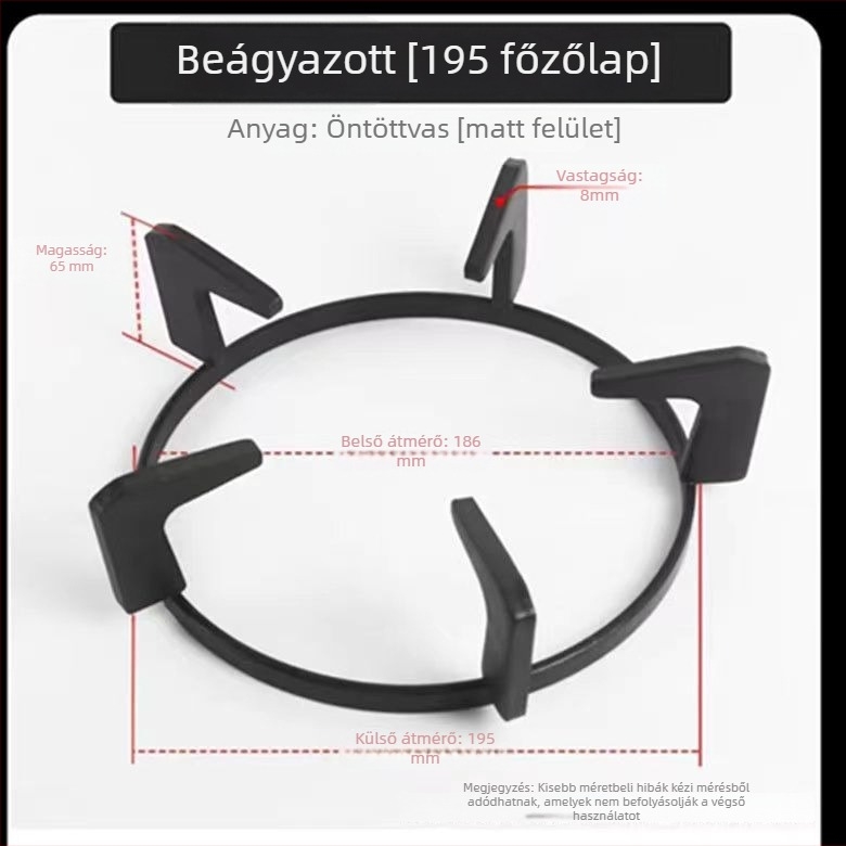 Beépített gáztűzhely tartó csúszásmentes tejfazék tartóval