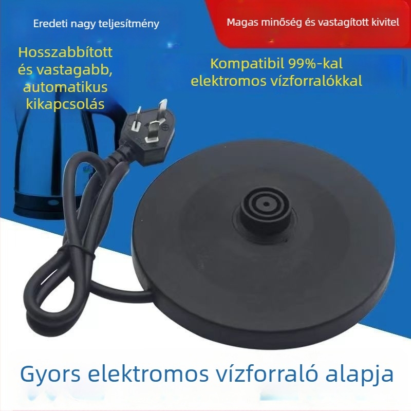 Elektromos kanna alap és kiegészítői — levehető felépítés; kábeles alap; univerzális kompatibilitás a nagy márkákkal