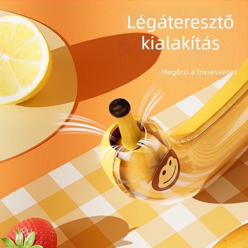 Banán tároló doboz – műanyag, 100% új anyag, fedővel, aranyos rajzfilmszerű dizájn