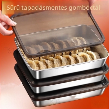 Élelmiszer-minőségű rozsdamentes acél dumpling tál és négyzet alakú hűtőszekrény tároló tálca