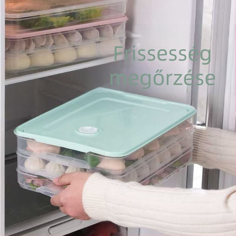 Gombóc doboz, többszintes, fedéllel, nagy kapacitású, élelmiszeripari PP