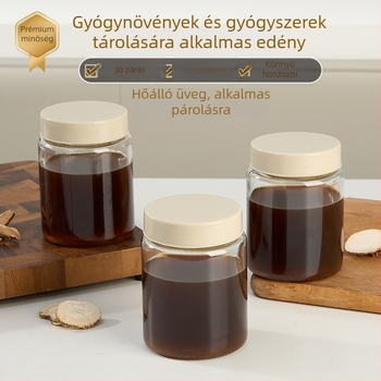 Konyhai üveg zárható fedéllel – fűszertároló, kör alakú, 300 ml alatti kapacitás, élelmiszer-minőség